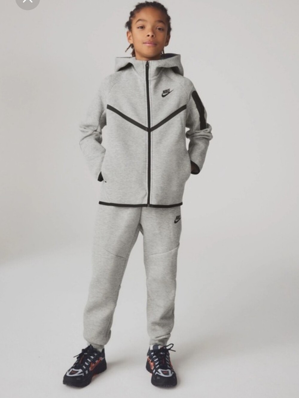 Authentic Nike Tech Fleece Full Tracksuit Set (Grey) - Size L
